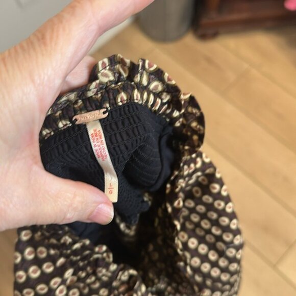 FREE PEOPLE STAR DIP TIERED SMOCKED BUTTON FRONT COTTON DRESS LARGE - Picture 12 of 12